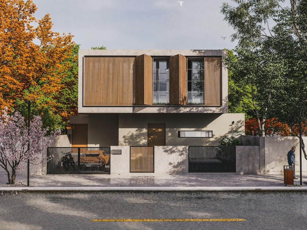 Casa moderna de hormigón y madera